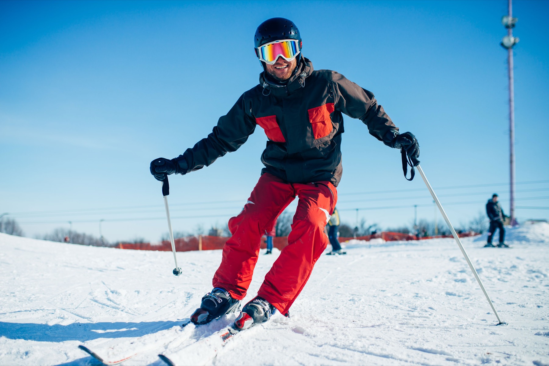Team GC skier on groomed terrain